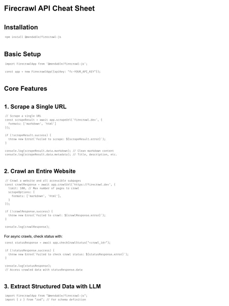 API Cheat Sheet