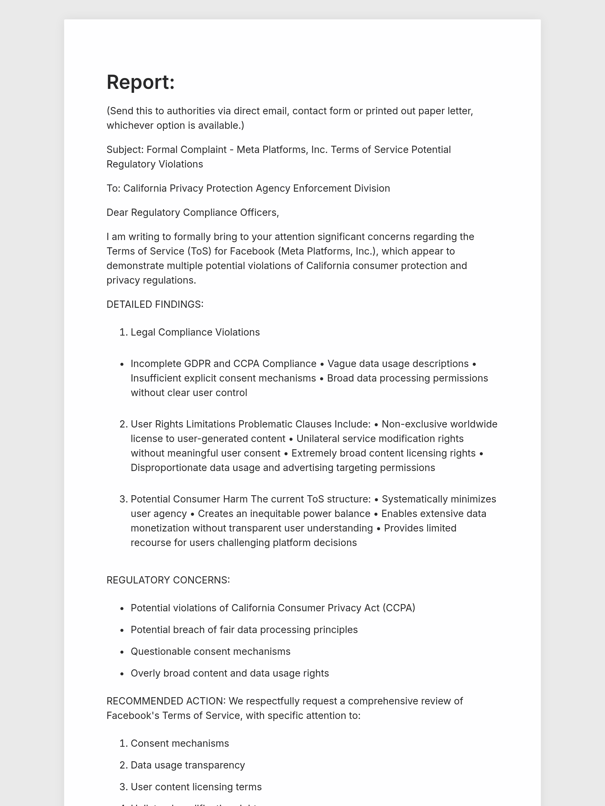 Bad ToS or Privacy Policy? Report them!